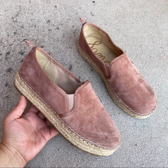 Sam Edelman Shoes - Sam Edelman Pink Suede Espadrille Platform Loafer
